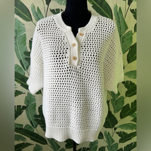 Haven Well Within White Chunky Knit Crochet Sweater XL - Picture 1 of 6